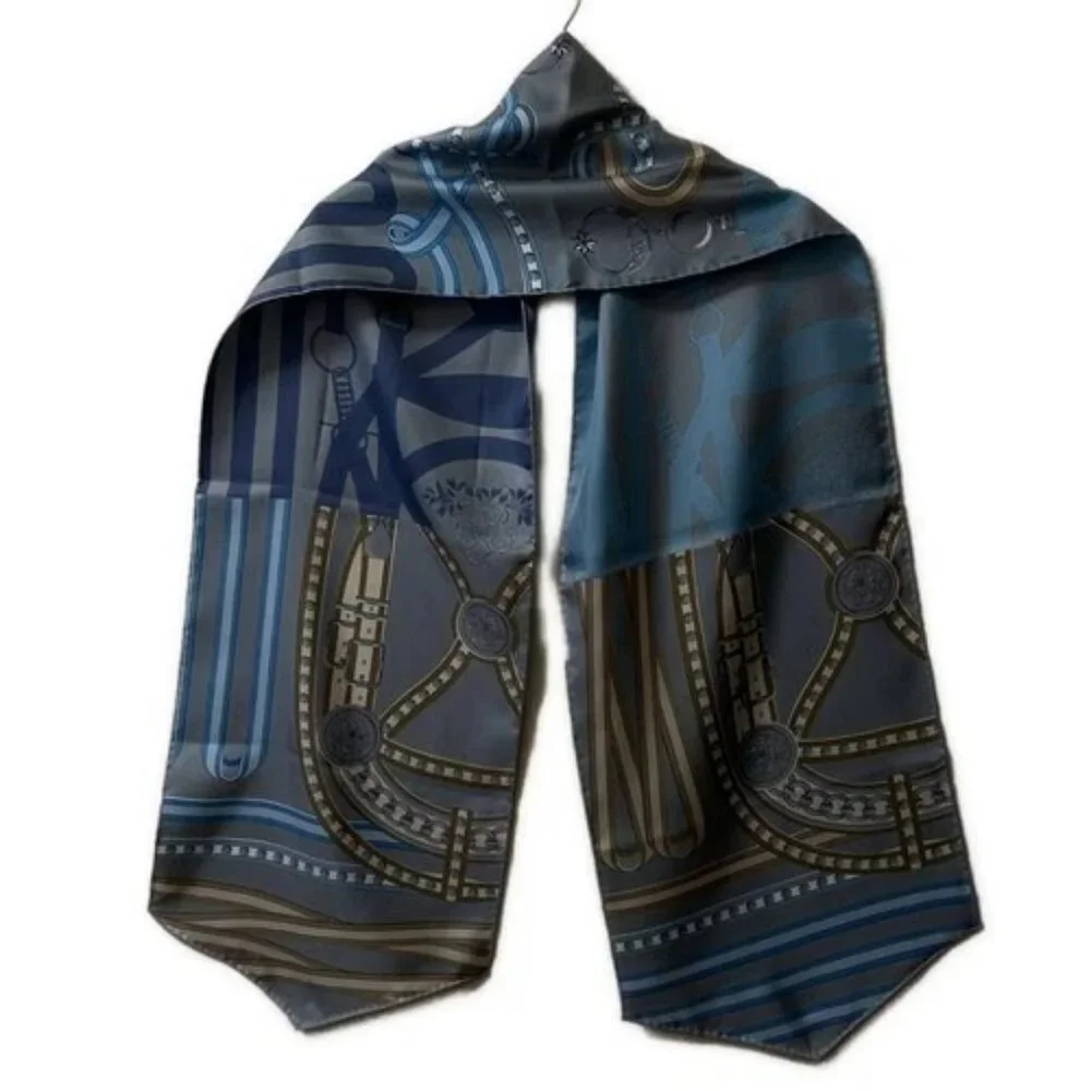 HERMES - Gray Navy Multi Scarf - Picture 2 of 5